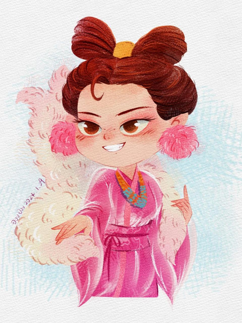 画妲己～安排～今天中午12:00也不见不散哟～#新年第一画# #古风插画