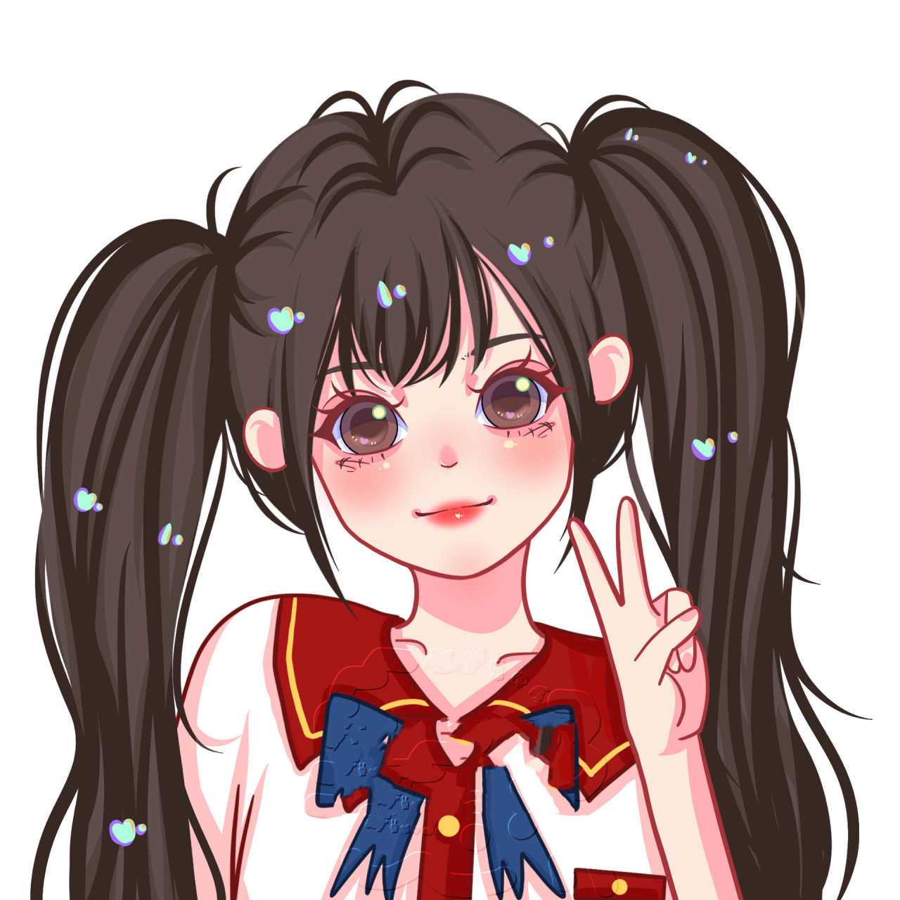 樱校公用头像第二弹 今天#画了一组双马尾两款发色的樱校头像送给粉丝