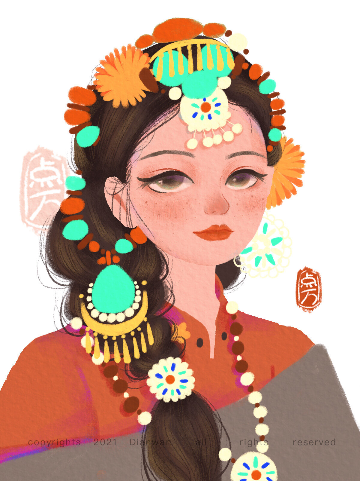 少数民族系列插画 ① / 藏族少女