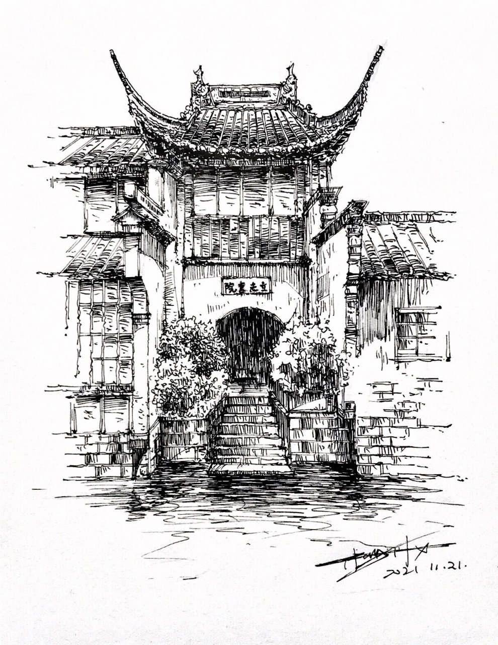 古建筑素描画图片大全图片