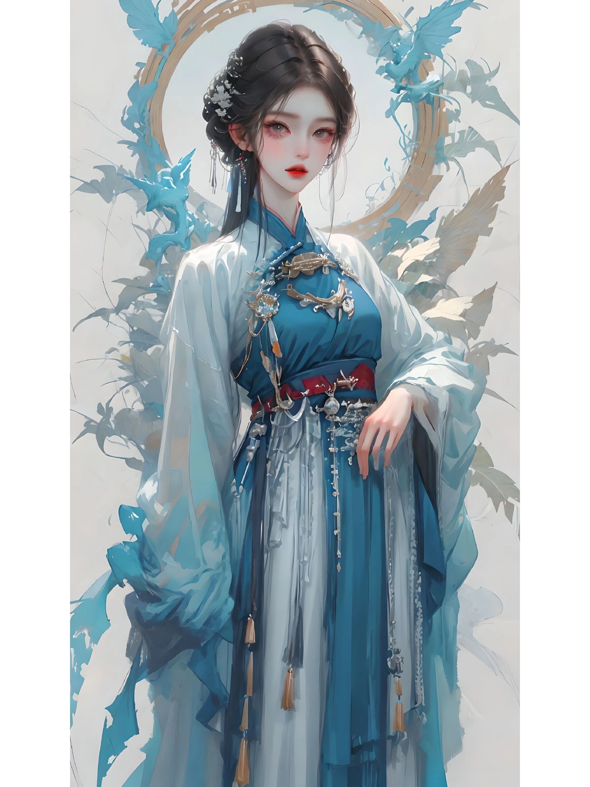 仙侠题材女生立绘 人物立绘半身,仙侠风格,女主人设形象卡.