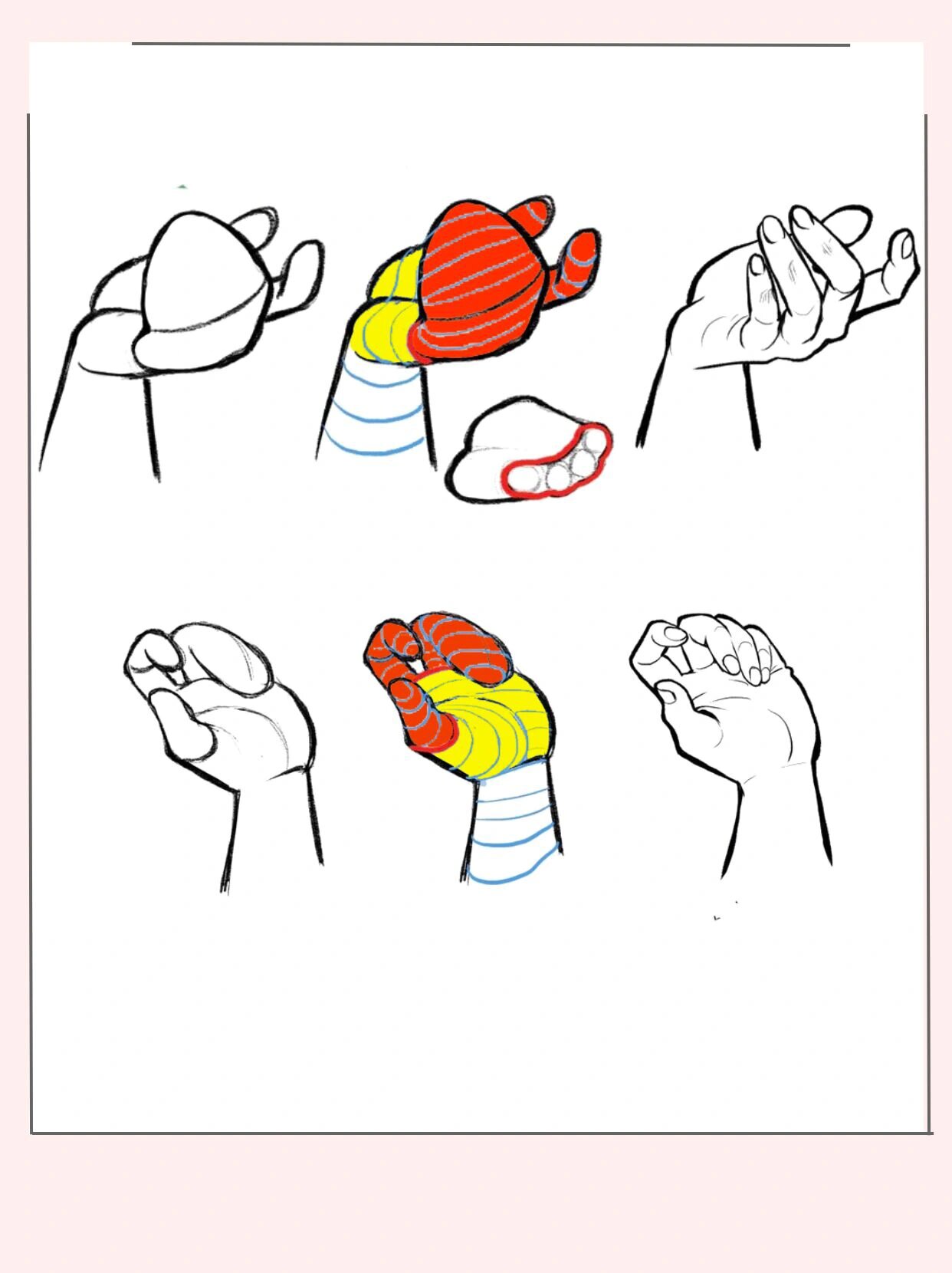 拳头姿势的绘画手法