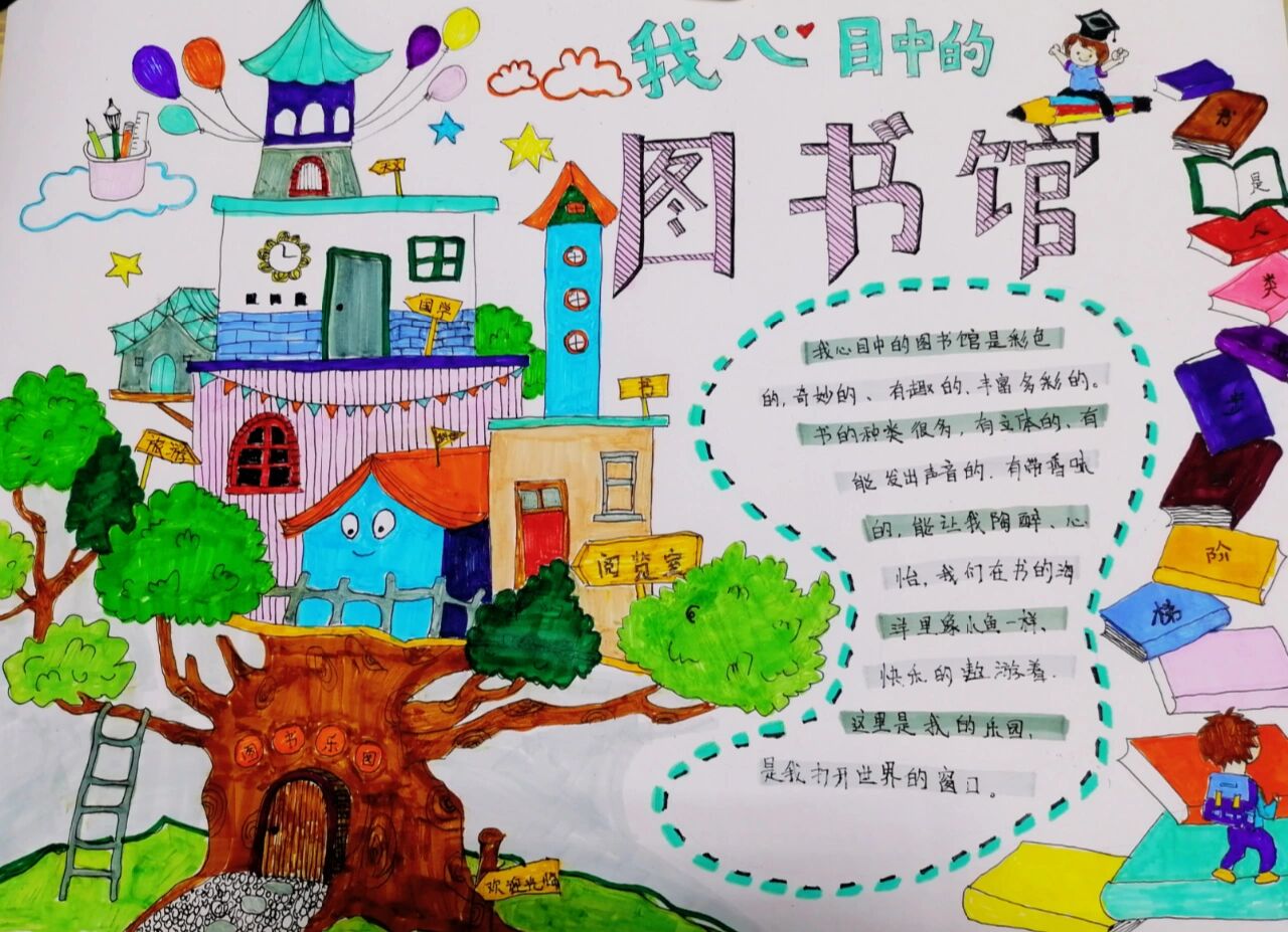 《我心目中的图书馆》活动手抄报