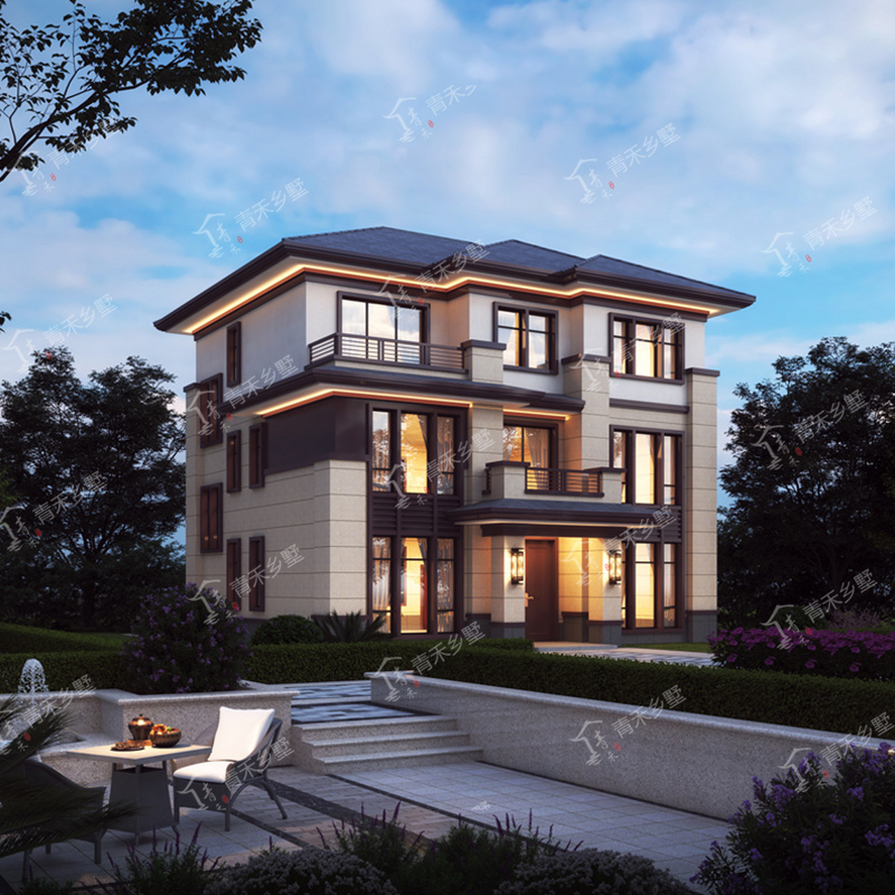 3款占地120平三层新中式农村自建房别墅图纸 农村的宅基地面积申请