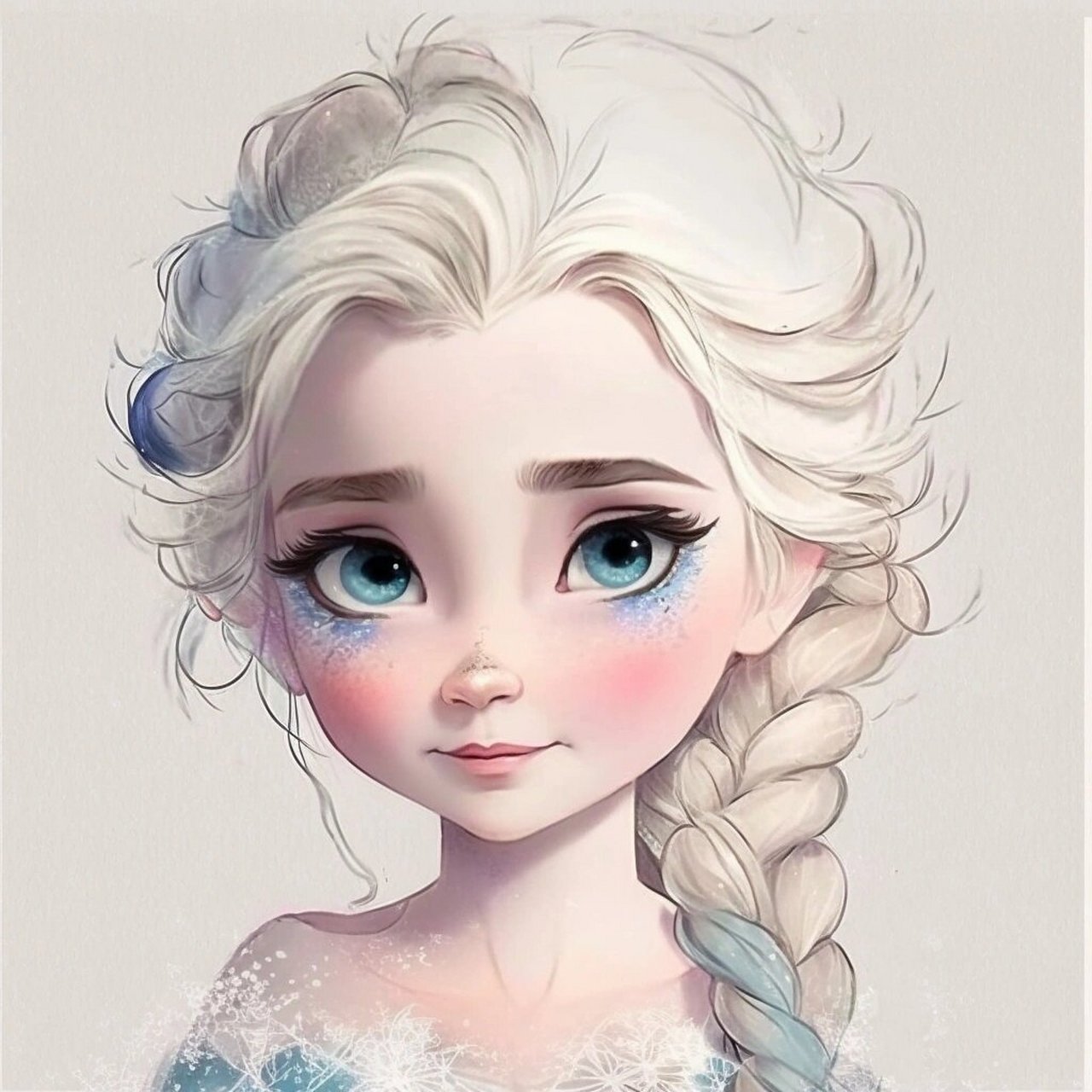 迪士尼公主头像-艾莎公主 elsa 萌版水彩风格的艾莎 下一篇画哪位公主