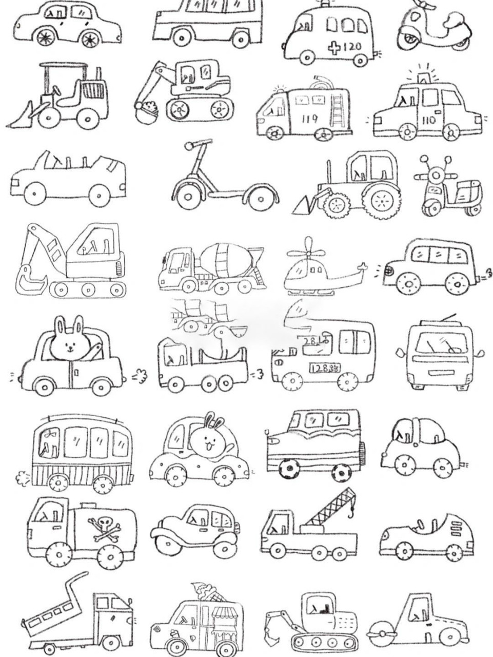 汽车简笔画的大全07 小们,快学起来