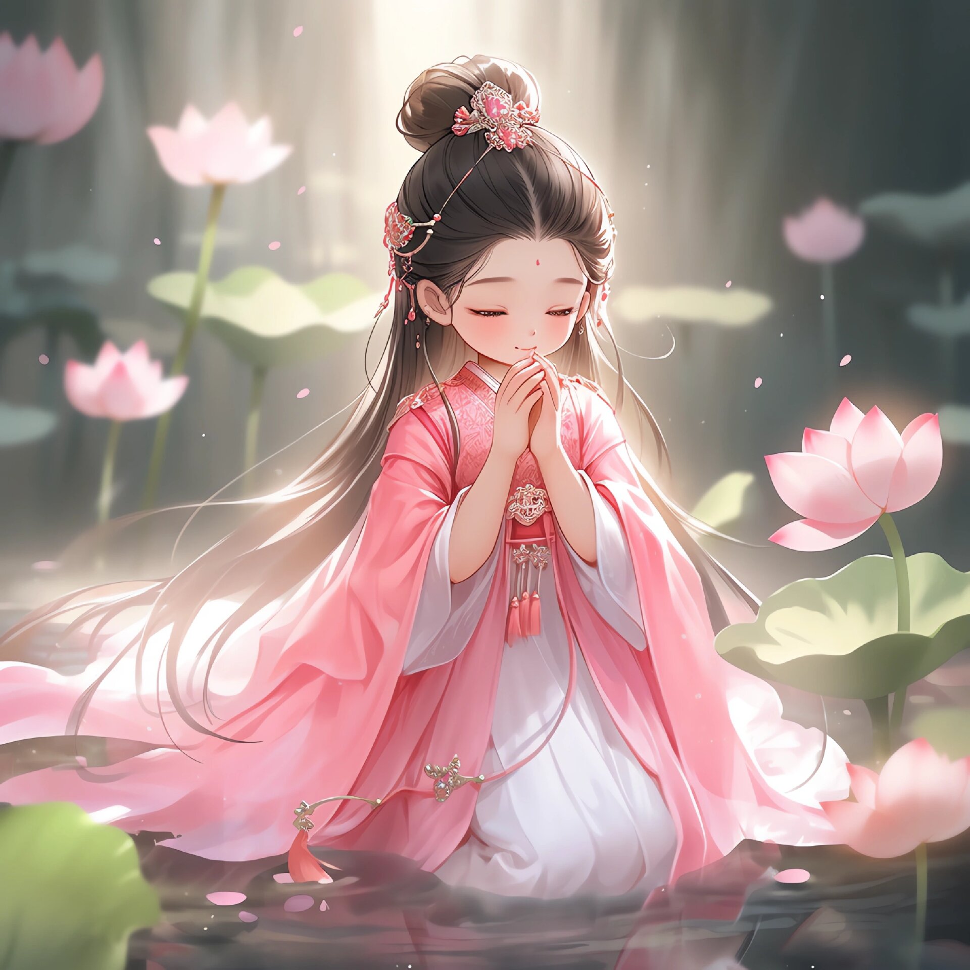 粉色系祈祷小仙女头像