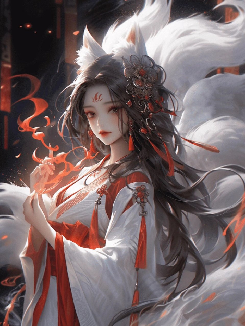 【神话系列】狐族少女,九尾红狐  《山海经》记载了青丘与九尾狐