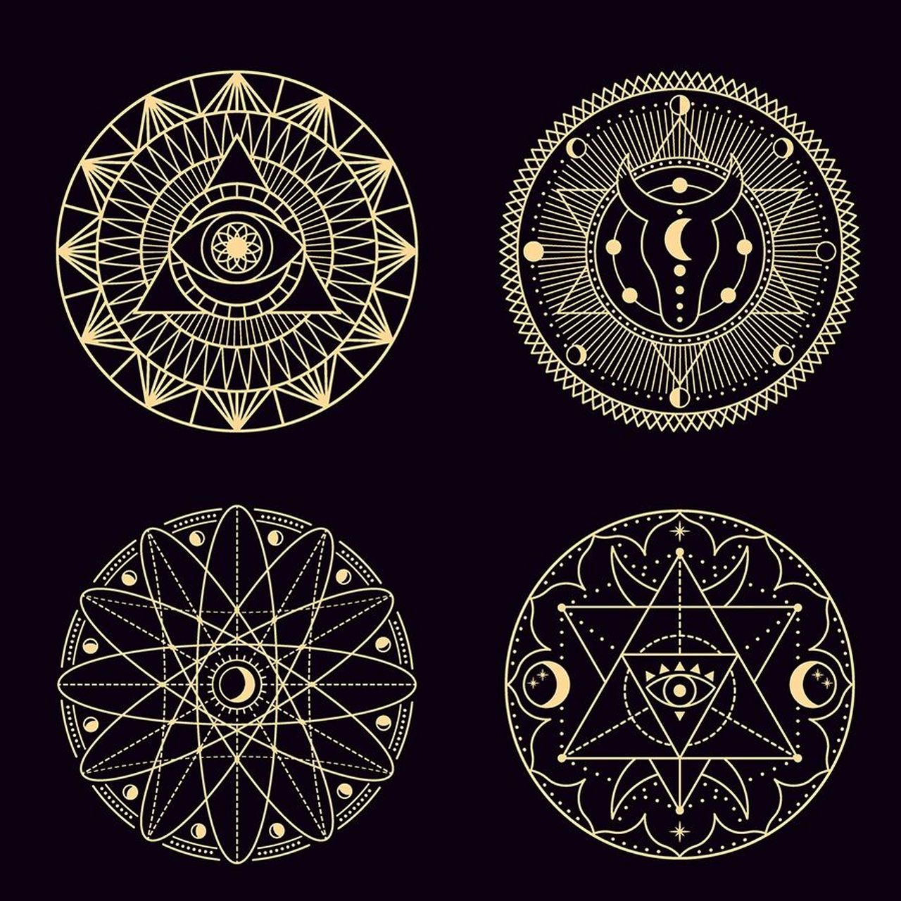 艺术疗愈神秘符号图形 曼陀罗图案灵感素材 神秘符号,治愈图案,精神
