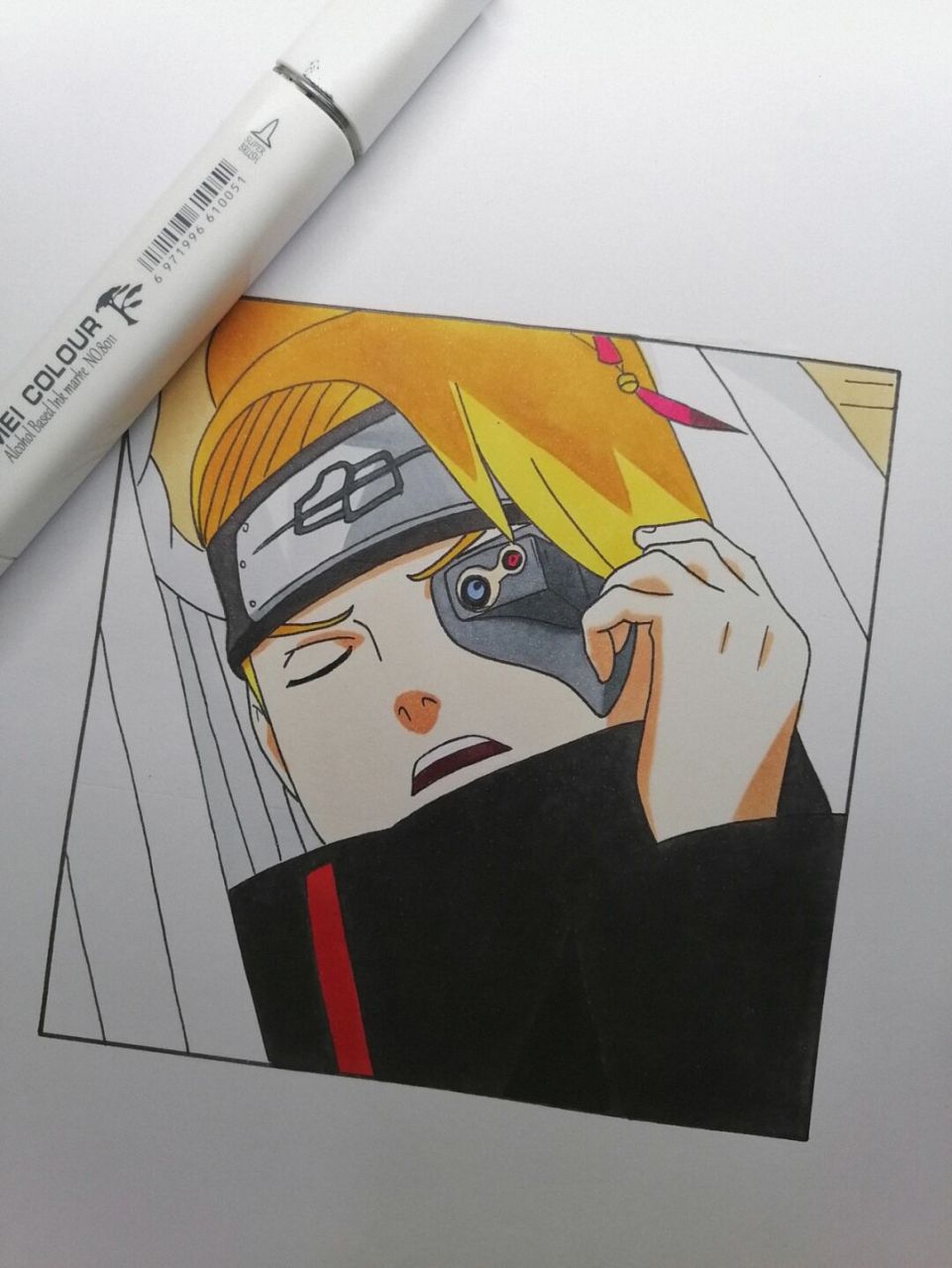 迪达拉过程 #火影忍者# #手绘教程# #迪达拉# 第一次画彩色的还行吧