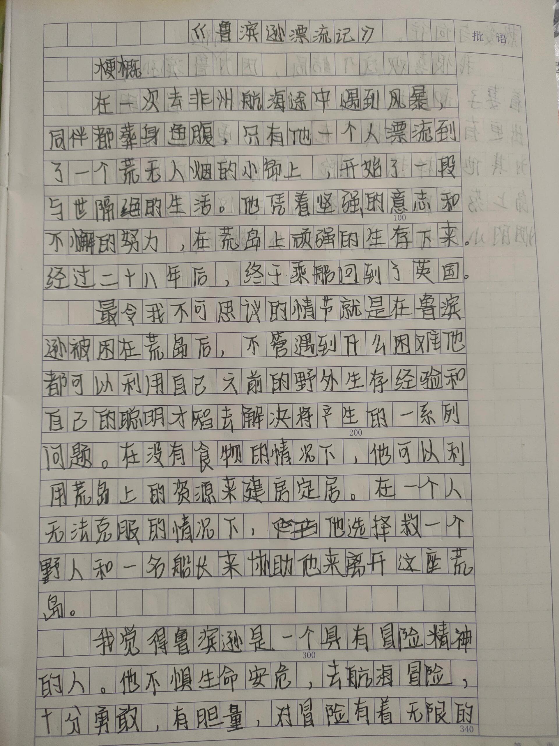 鲁滨逊漂流记作文400字图片