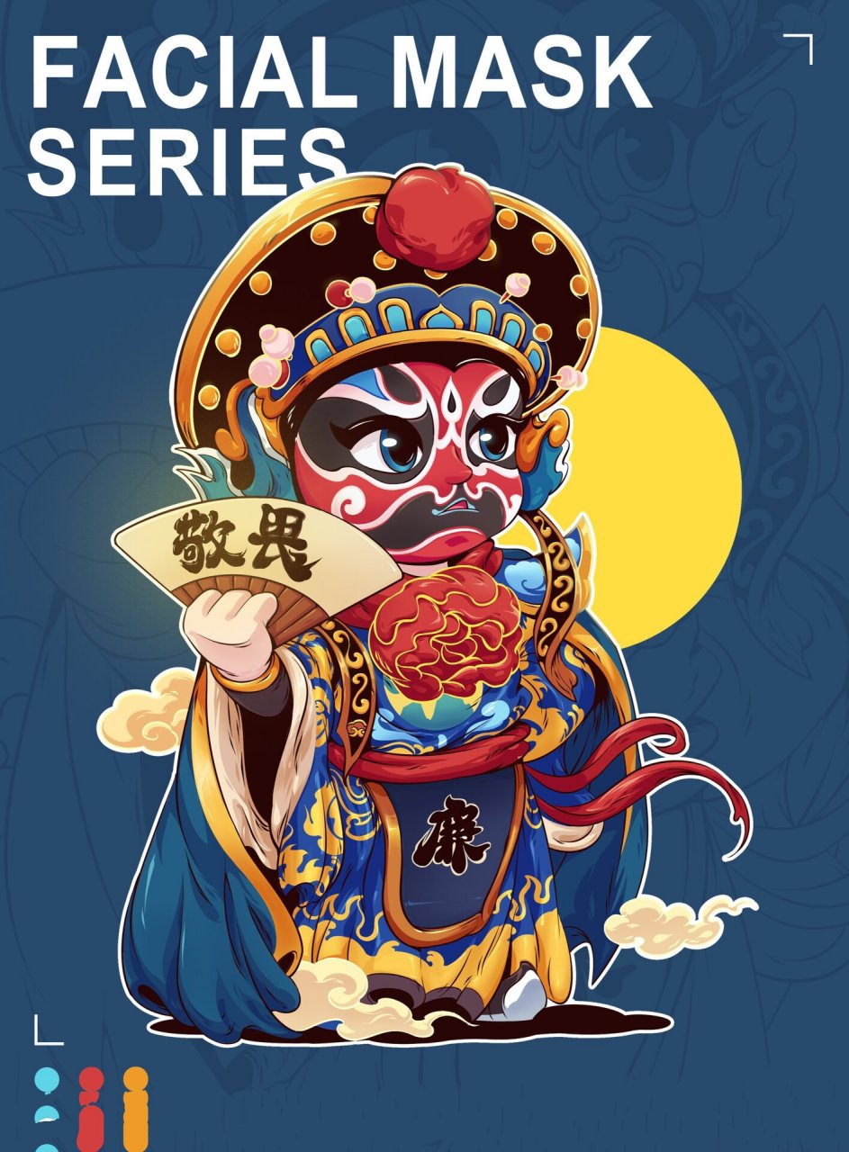 原创插画|《国潮-脸谱系列作品》 去年我为客户设计了一套以国粹脸谱