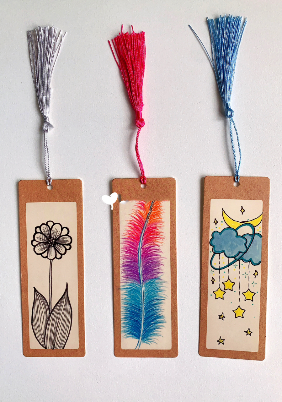 书签儿童画,手绘书签制作