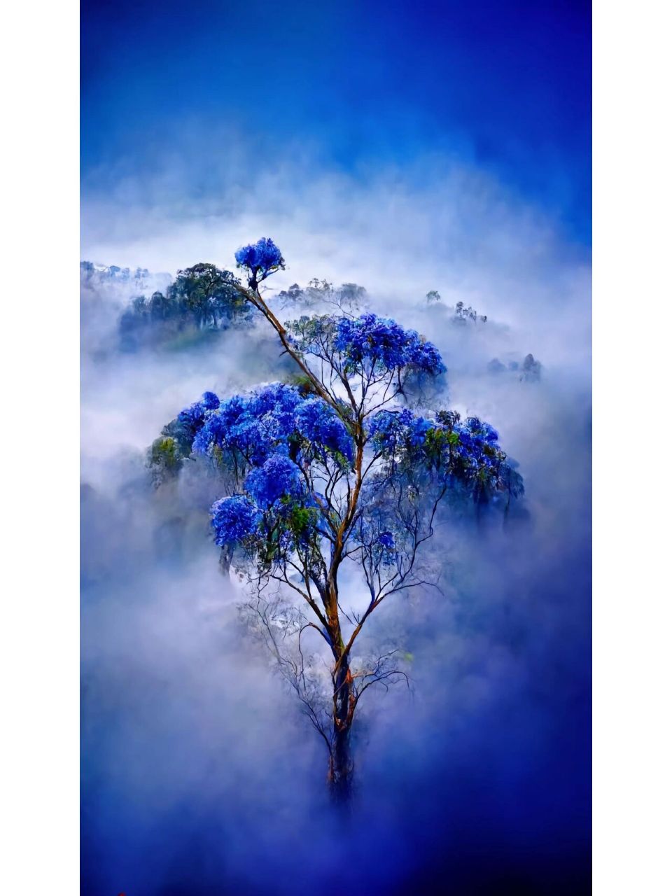 释槐鸟和蓝桉树图片