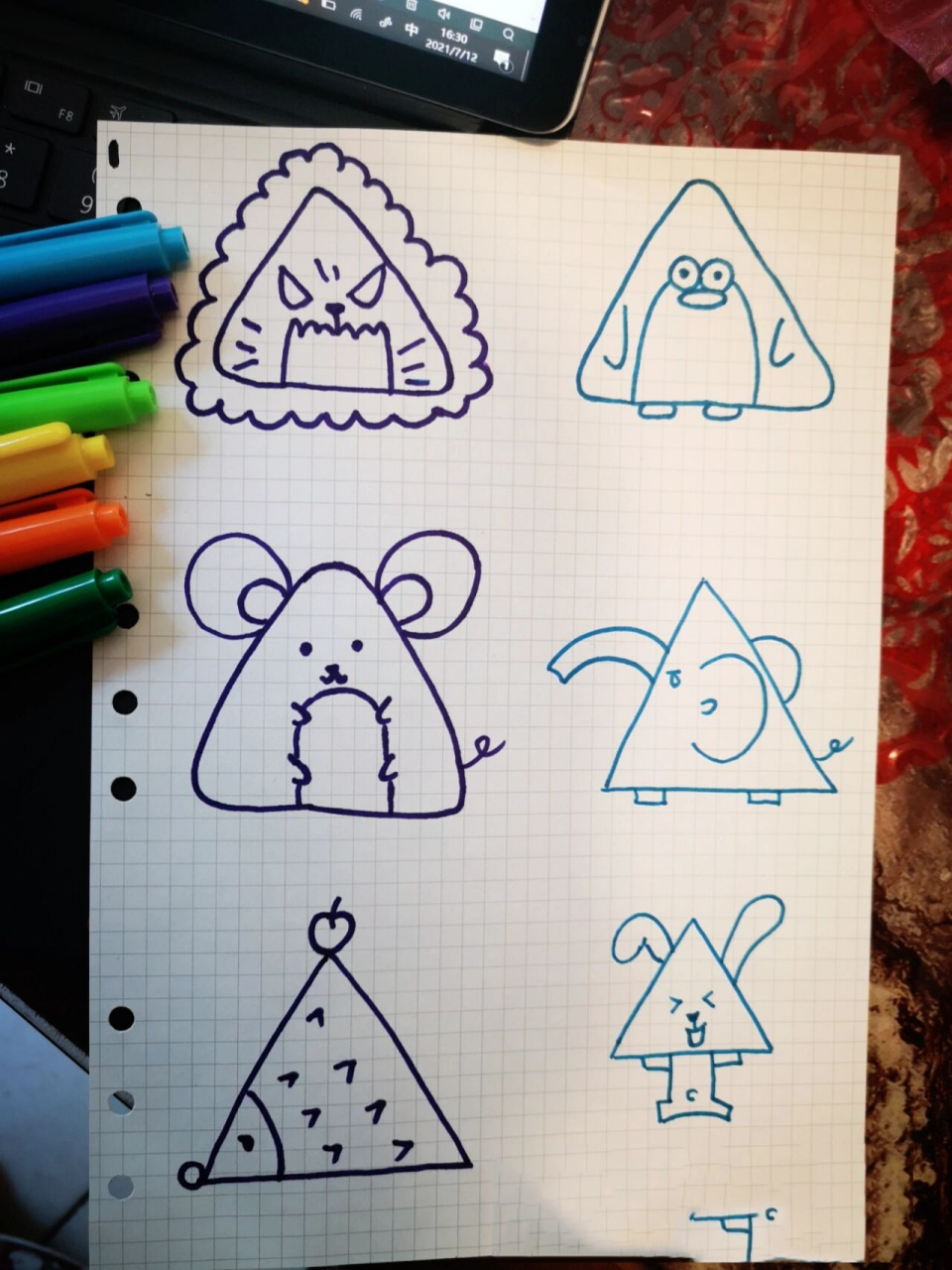 三角形动物全身简笔画图片
