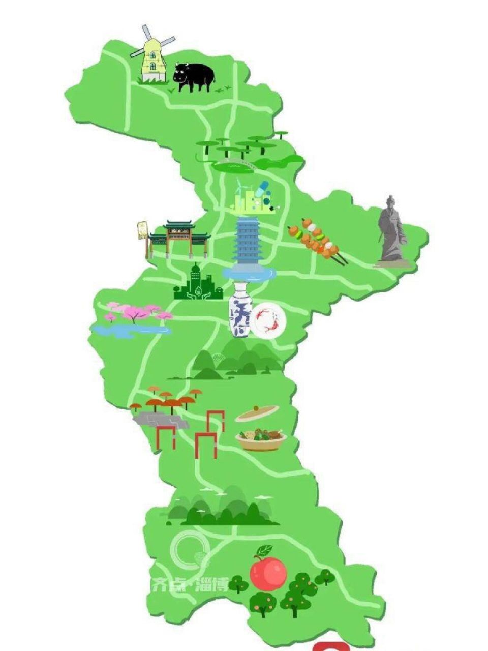 淄博市地图 淄博挺大的也,分好几个区,县.