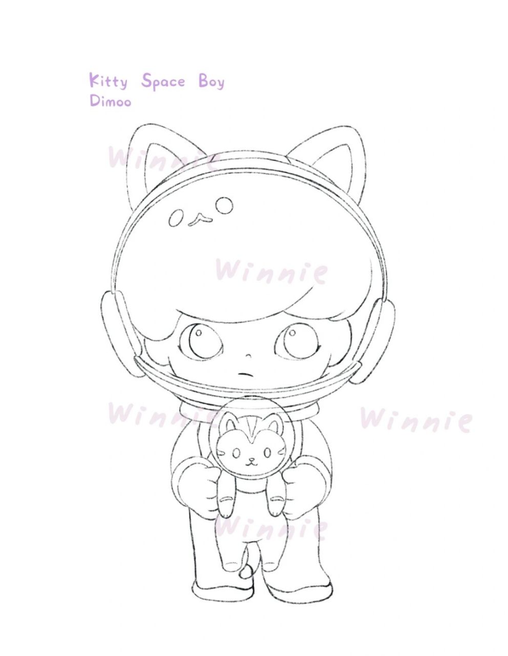 【手绘彩铅盲盒】dimoo喵星太空人/附线稿 老规矩:完整绘画过程视频在