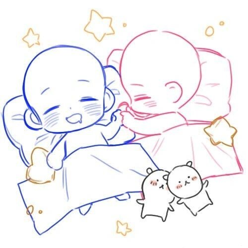 【板绘素材】q版双人动作参考