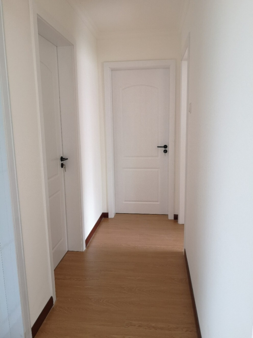 白门深色踢脚线,没有翻车 断断续续地装修,终于把门装上了,老公选的