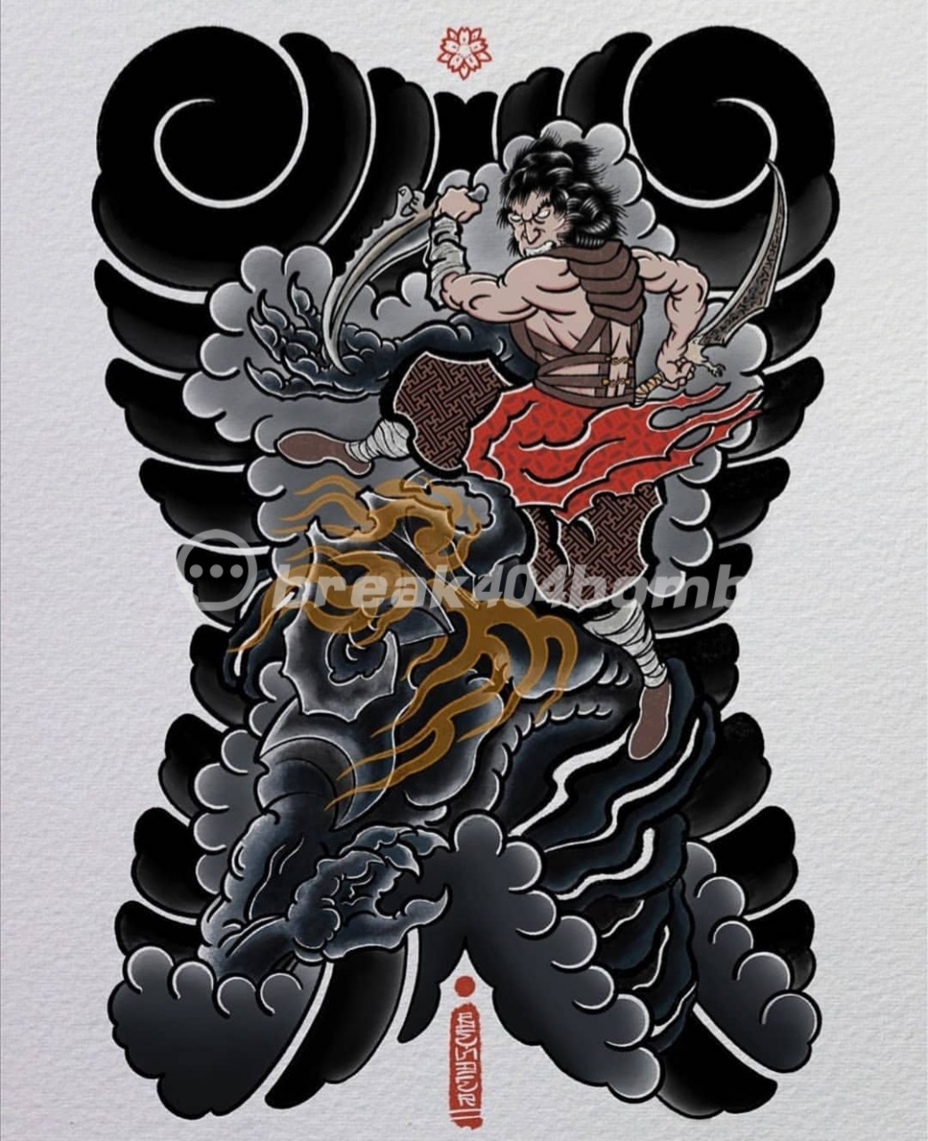 满背武士纹身丨日式满背纹身手稿 日本武士,是源于日本的一种独特文化