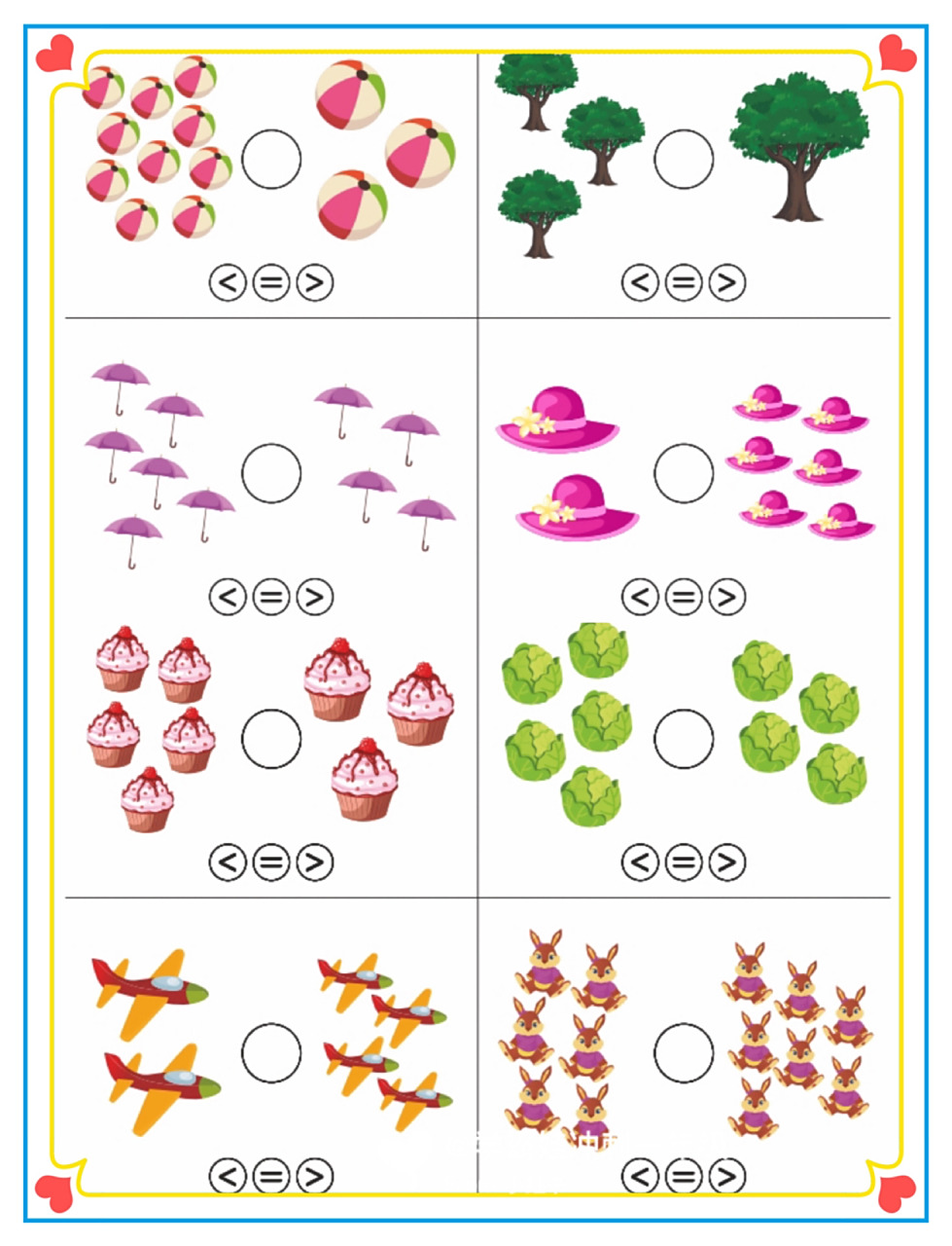 幼儿园数学练习题目——思维训练《比大小》