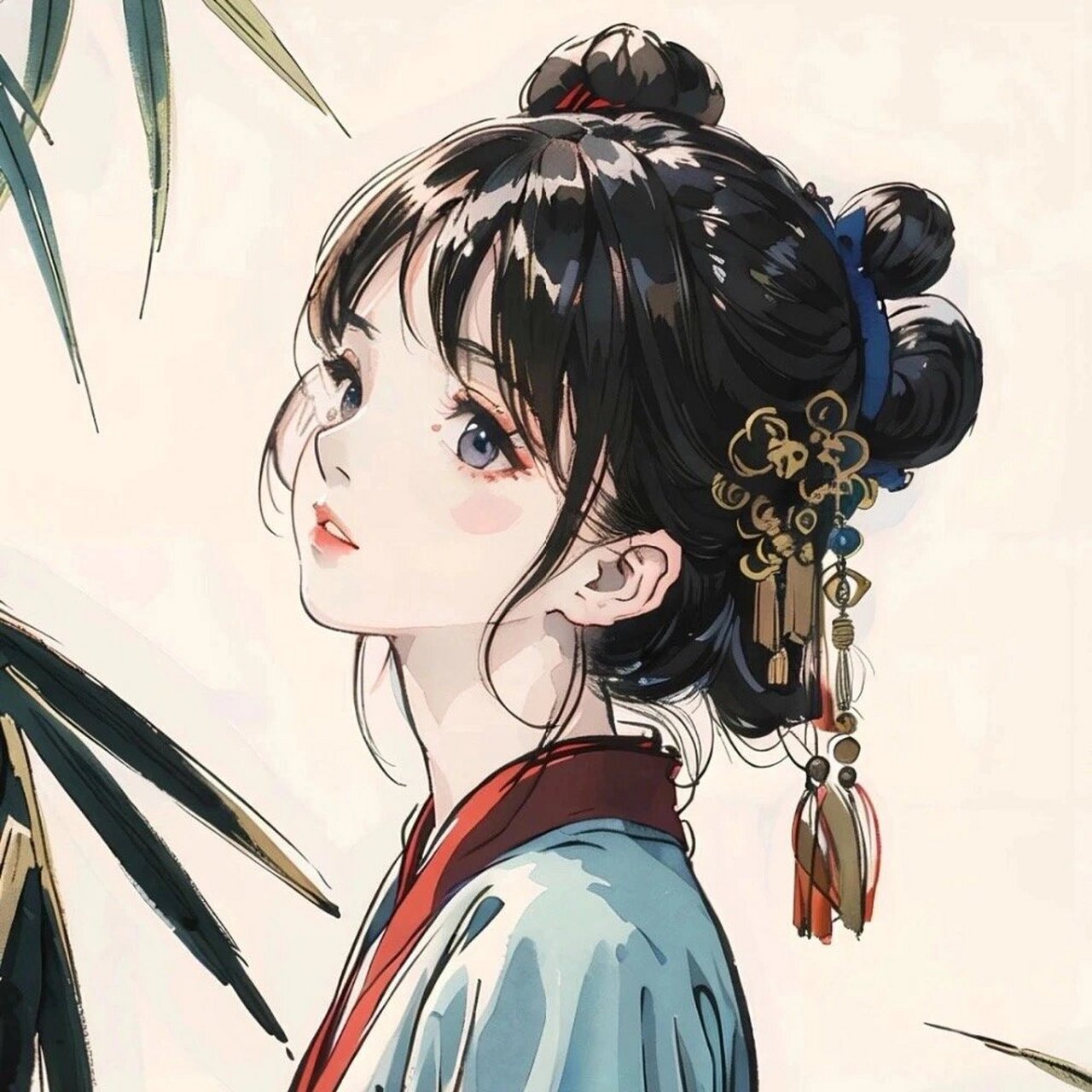 水墨画汉元素|女生头像 电量只剩1%也要存的头像