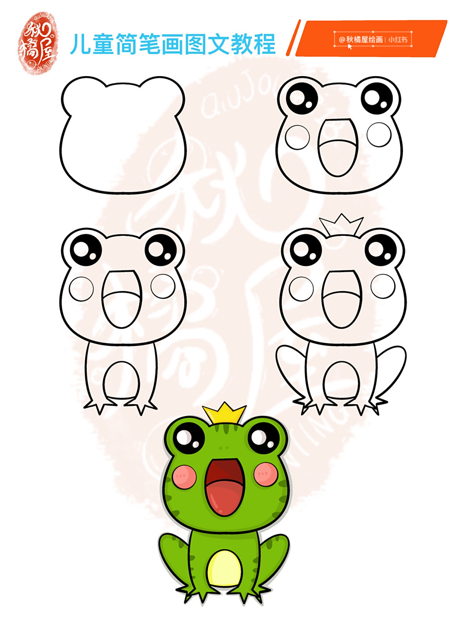 儿童简笔画图文教程(青蛙90) 98快来一起练习画一只小青蛙90
