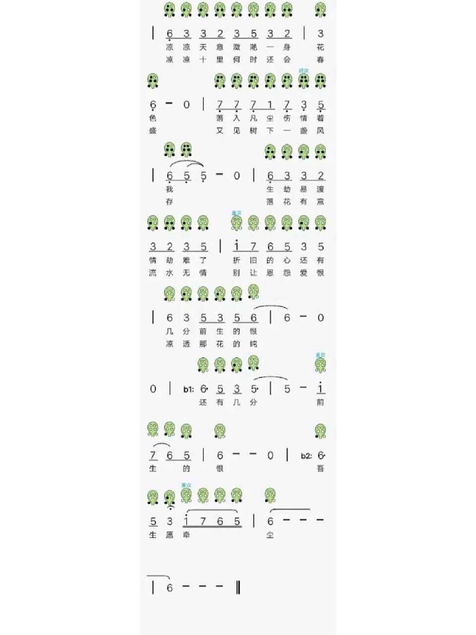 陶笛指法表6孔凉凉图片