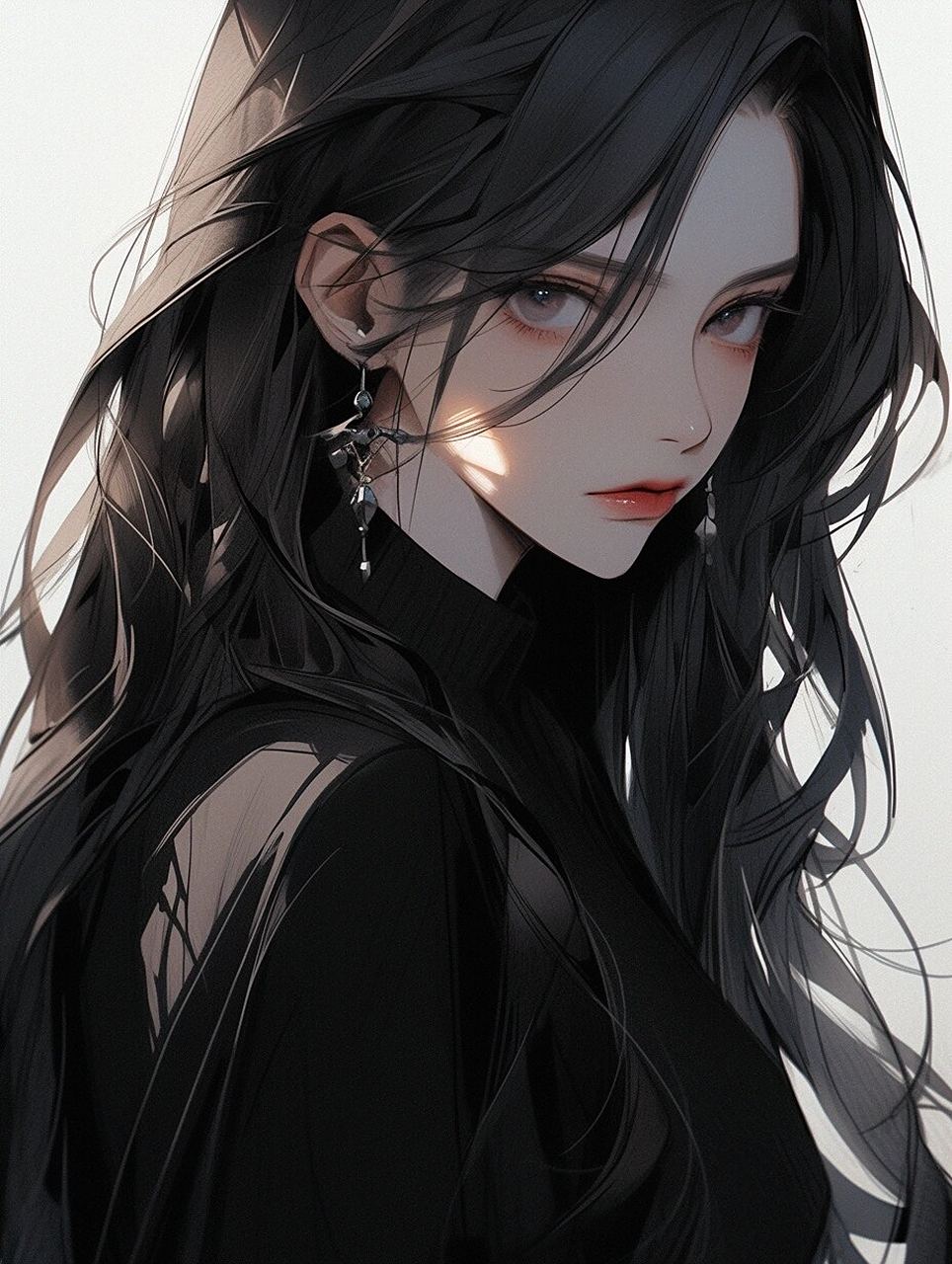 女生头像|黑长发高冷御姐头像 #新头像的魅力# #少女头像# #ai绘画