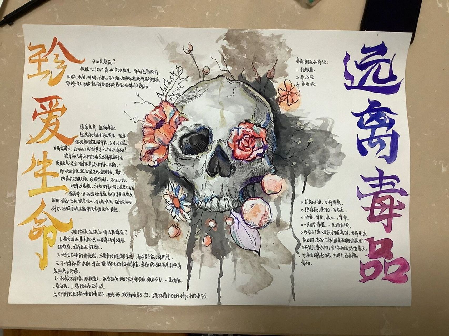 关于禁毒手抄报 画了一天了