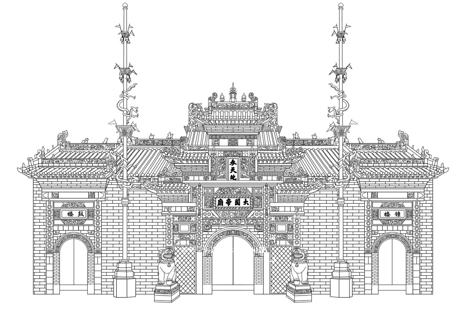亳州花戏楼大关帝庙 应粉丝要求画了个花戏楼,古建筑速写,画下来手疼