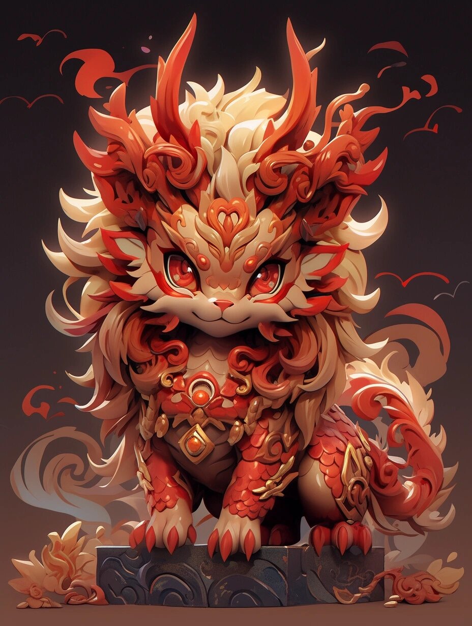 盲盒设计|中国神兽|q版麒麟|by ai