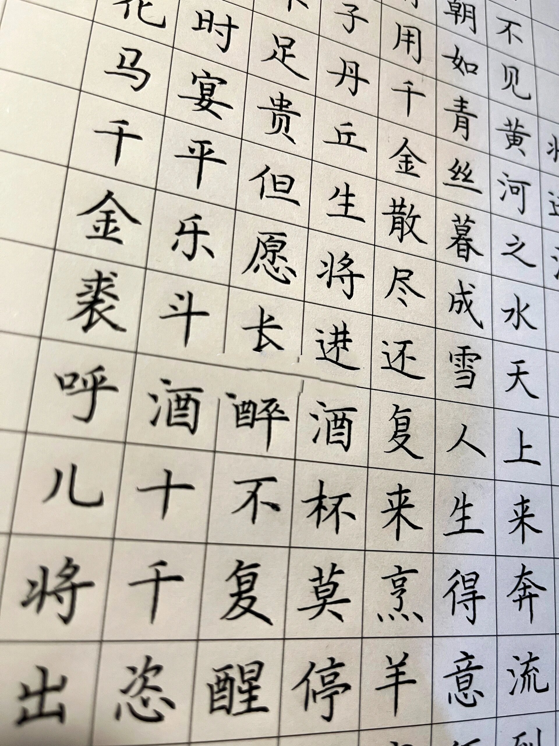 硬笔楷书练字 古诗词《将进酒》