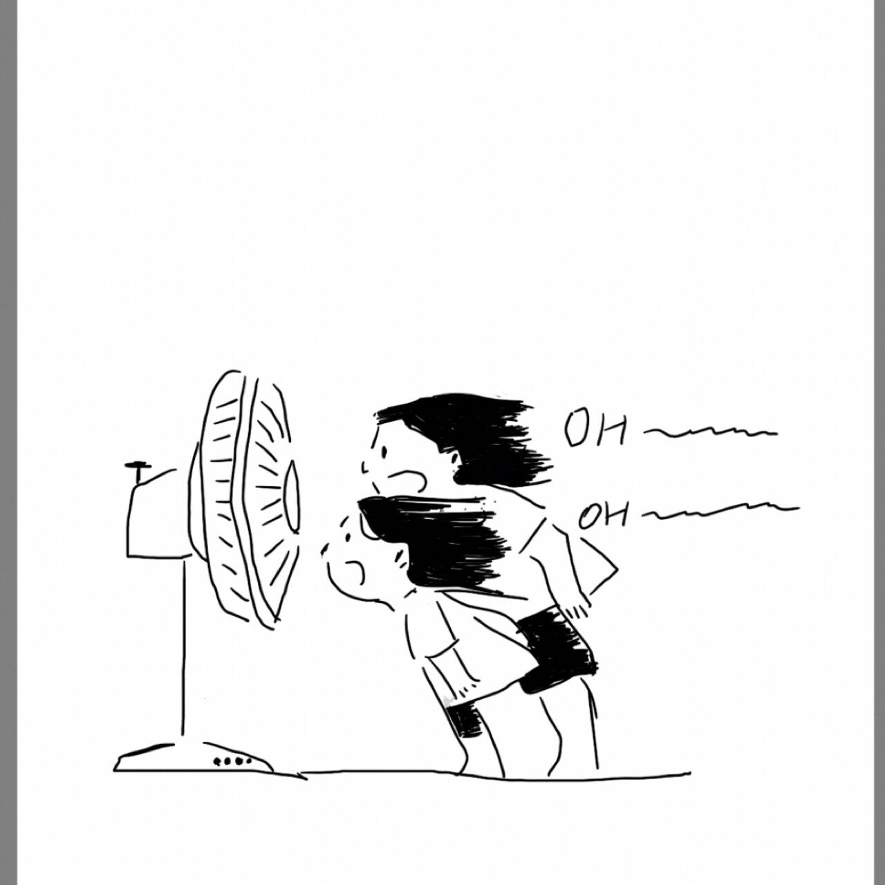 吹风扇的小人简笔画