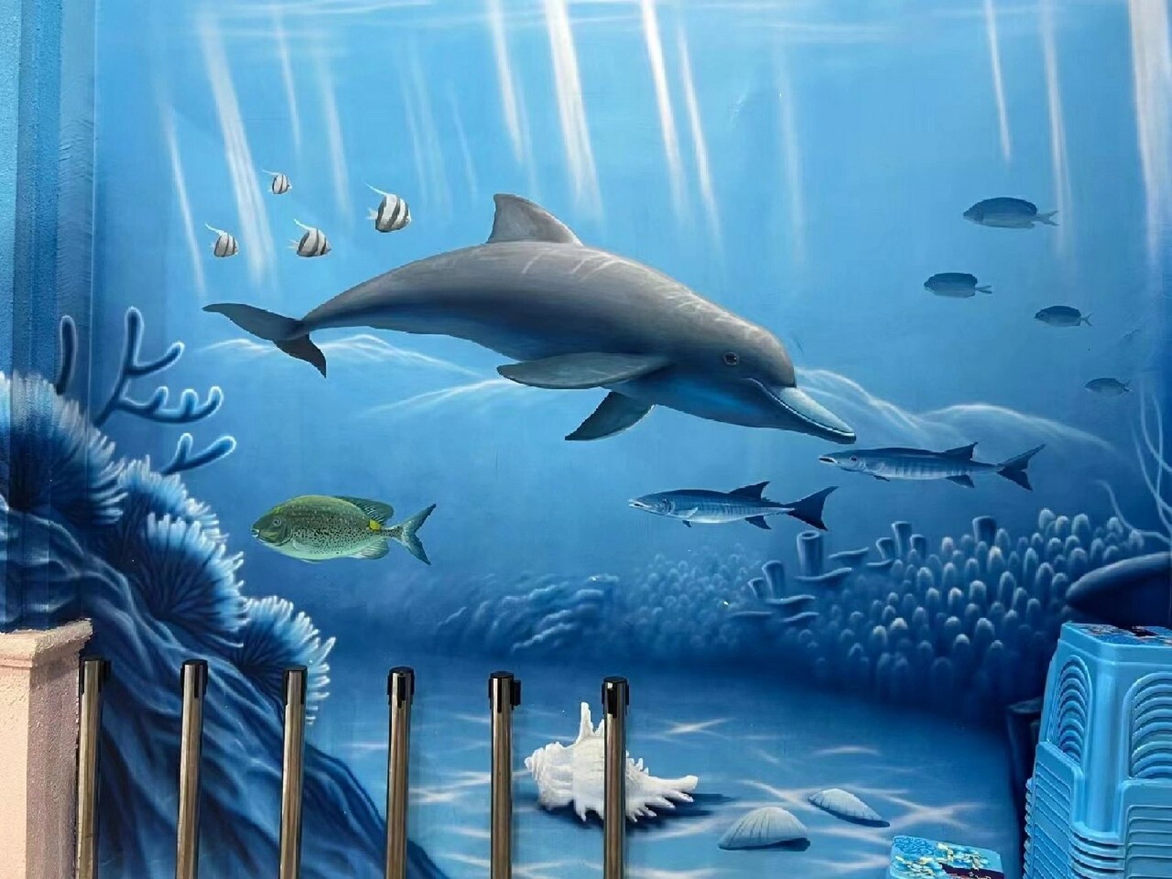 海洋风格|深蓝系奇幻海底世界 主题墙绘 99最近一直在努力画画,很久