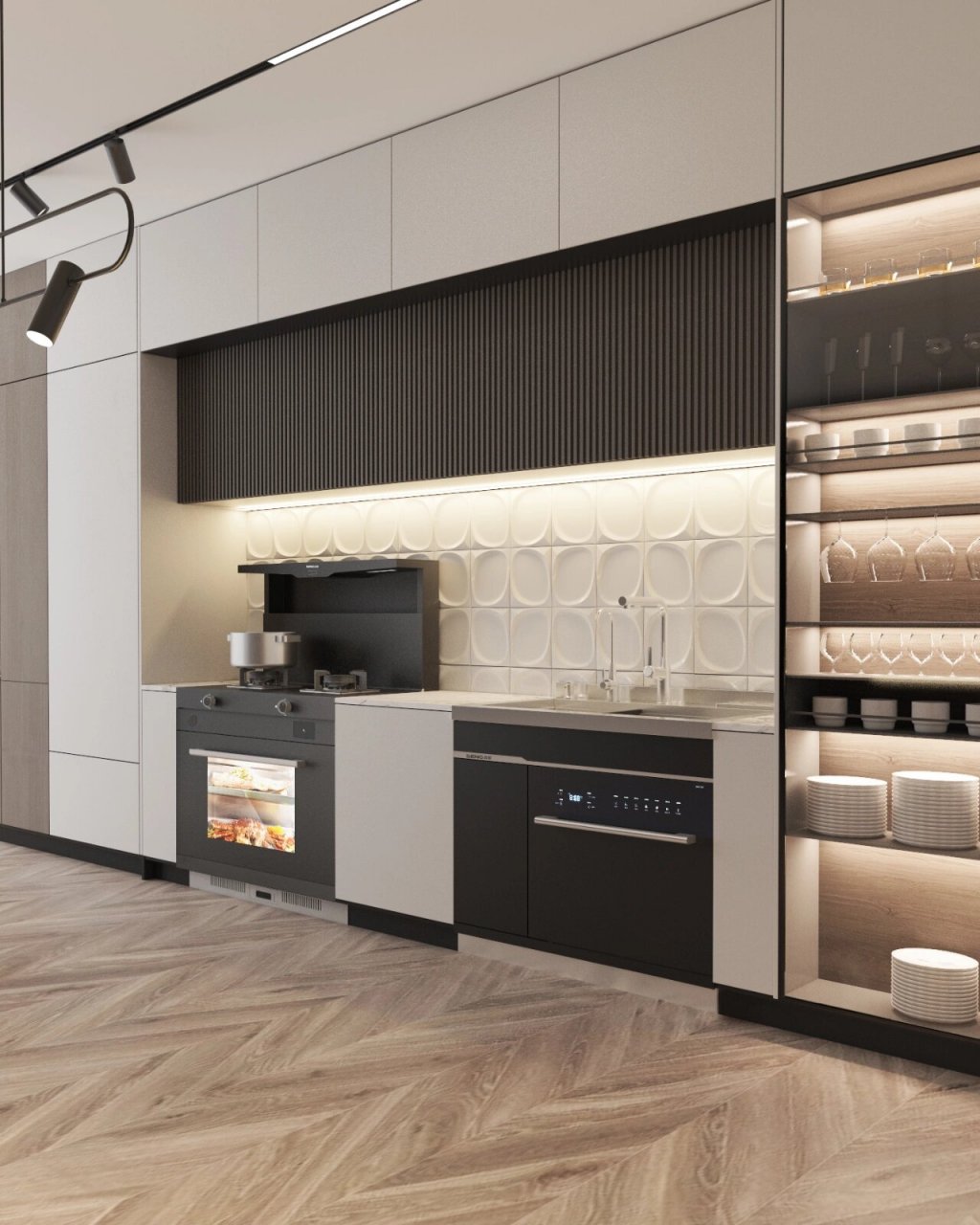 意式轻奢风的开放式厨房,满满的高级感!