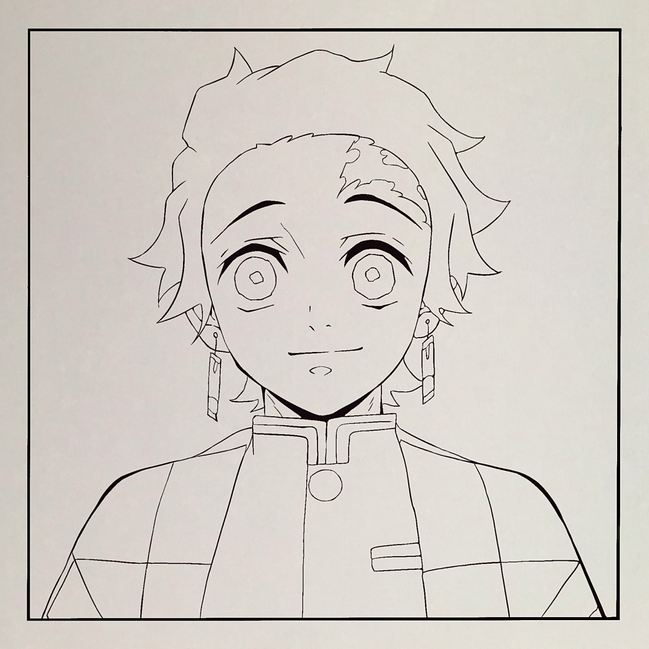 鬼灭之刃炭治郎绘画过程 手绘教程 粉丝要的炭治郎 比例正方形 尺寸自
