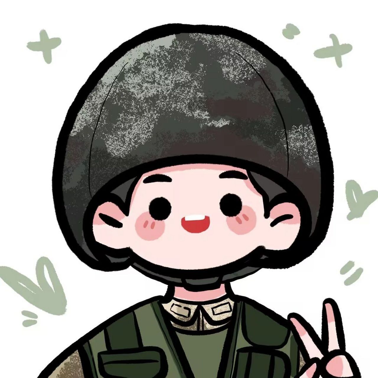兵哥哥手绘卡通简笔画可爱头像,军人头像 致敬那一抹不变的忠诚底色以