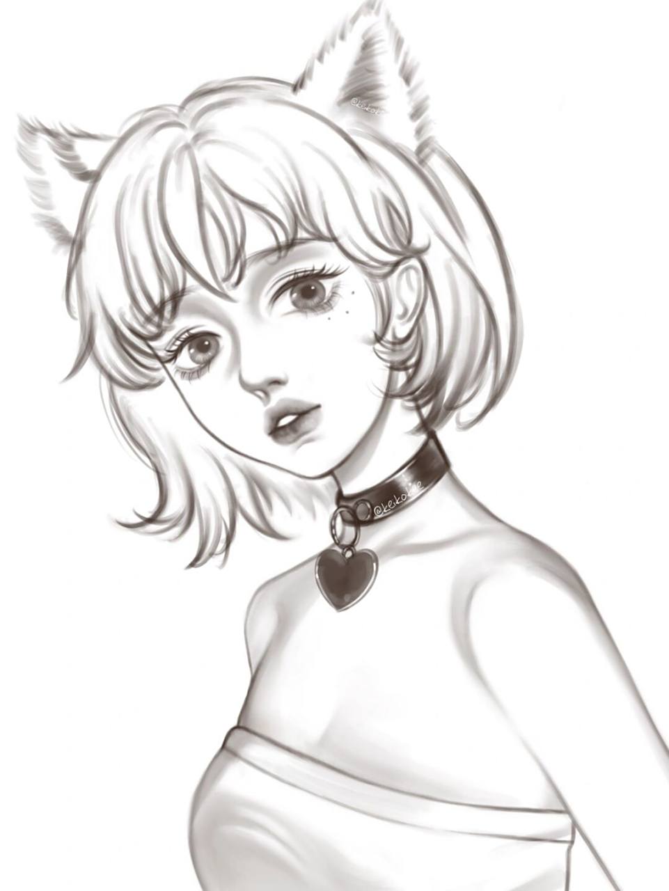 手绘头像/猫耳少女 这张画了好久,下次一定要缩短时间!