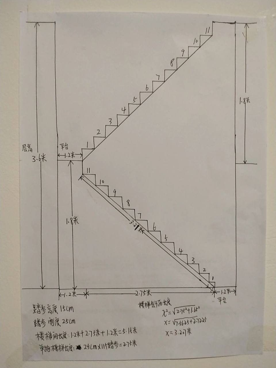 6米层高楼梯间设计草图,大家可以下载收藏,下一个建别墅的就是你