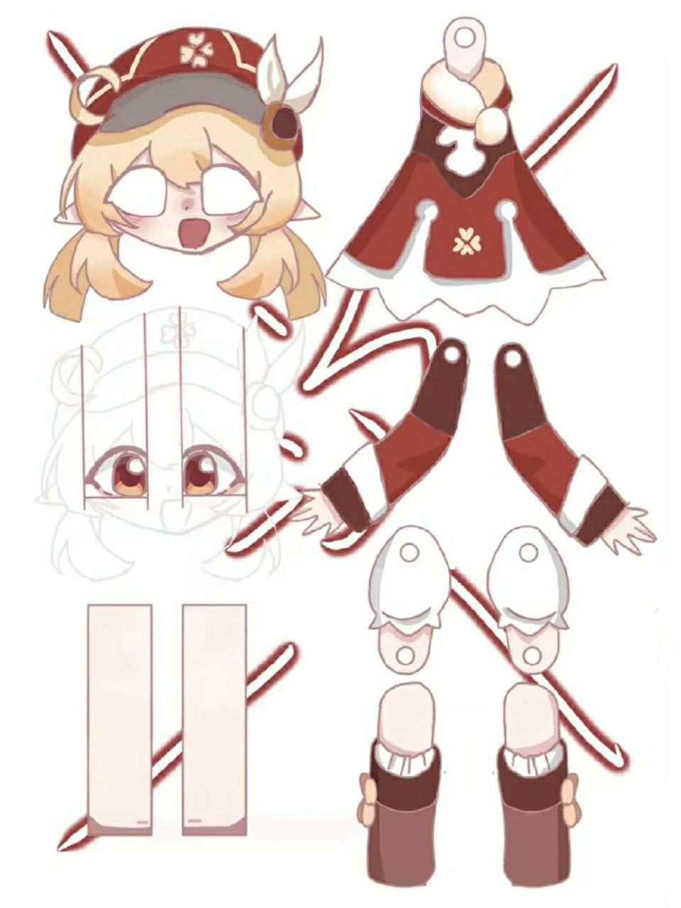 可莉纸片人图纸 好的 我滚去睡觉了