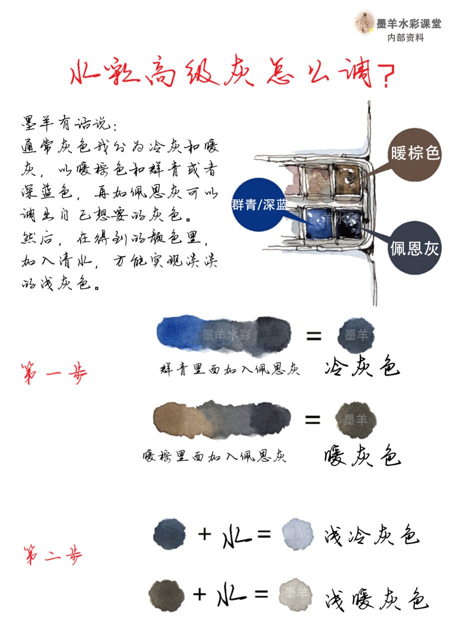 水彩高级灰调色公式图片