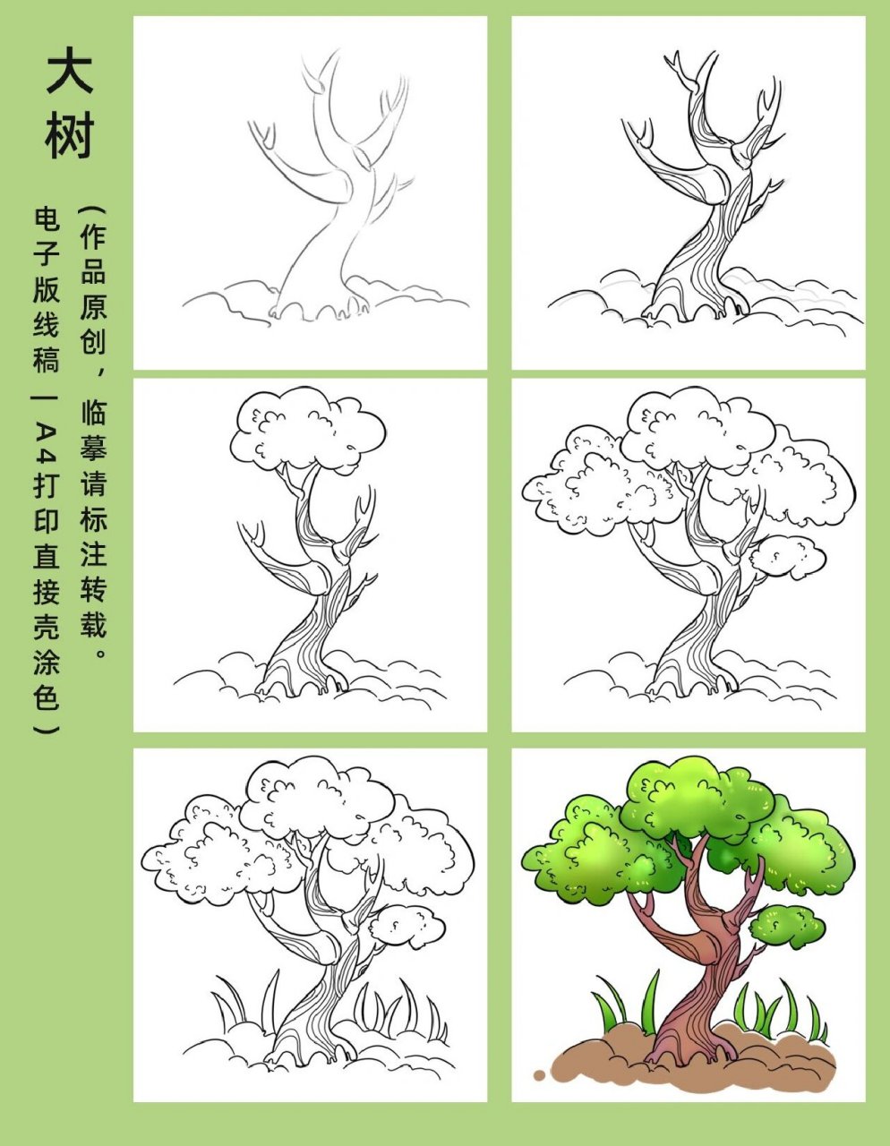 简笔画教程/大树/植树节/手帐手绘 简笔画步骤 今天画大树