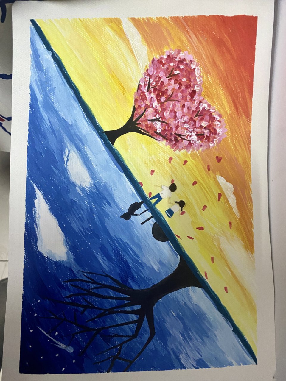 水彩画 冷暖色调渐变画