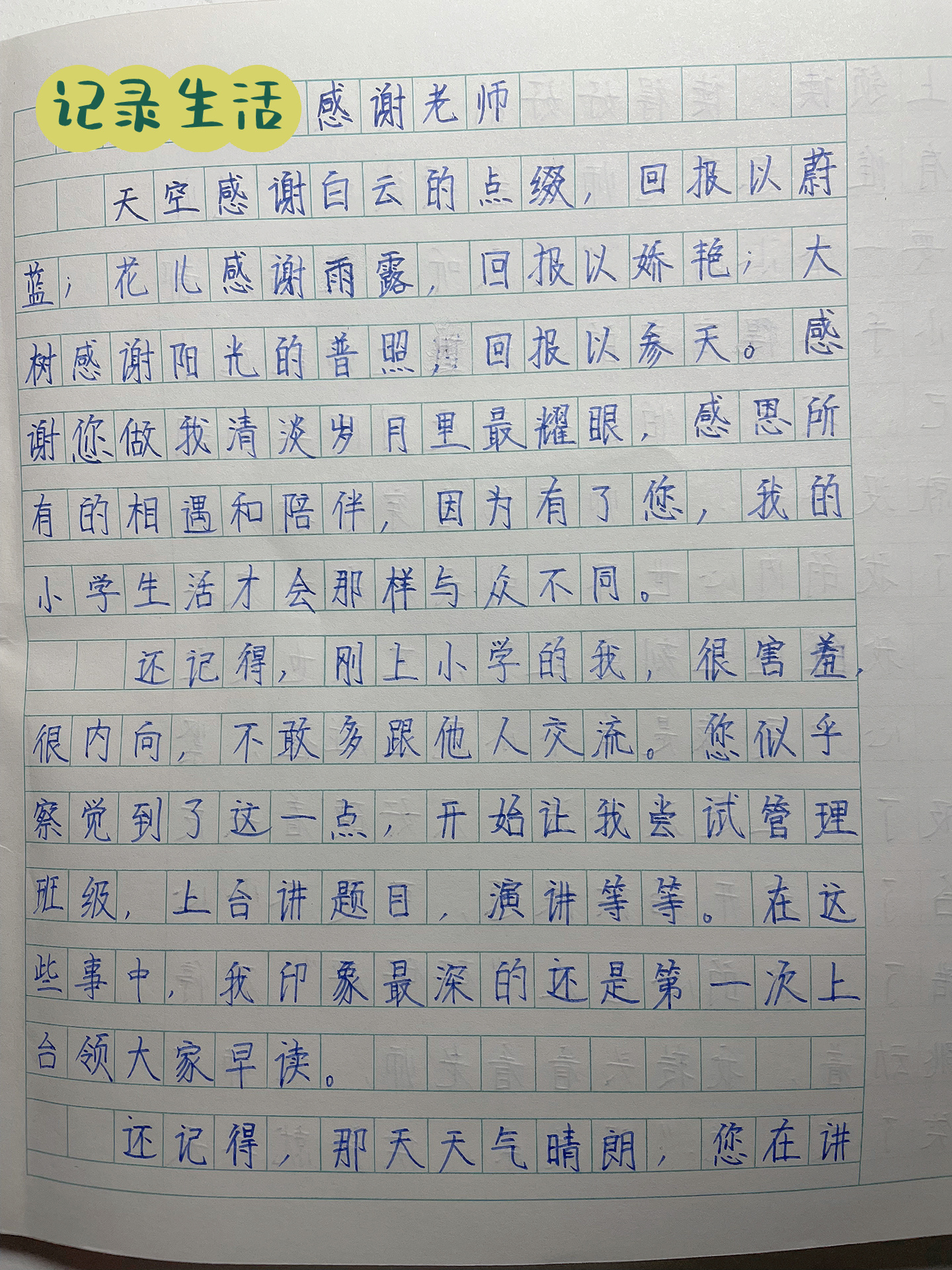 感谢您老师作文图片