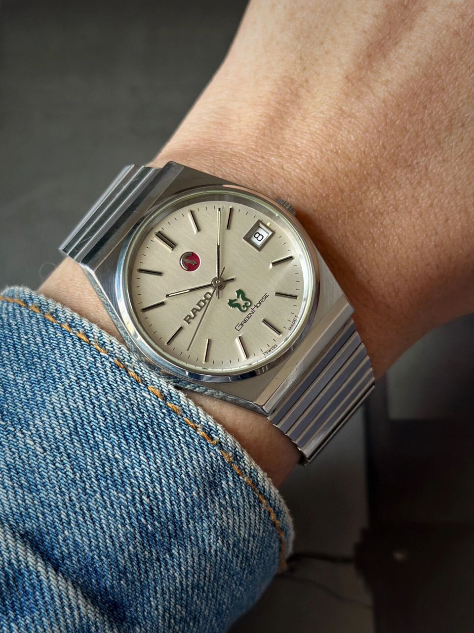 rado雷达绿海马自动机械表 全原装老货 渐变拉丝表盘 不同光线,颜色会