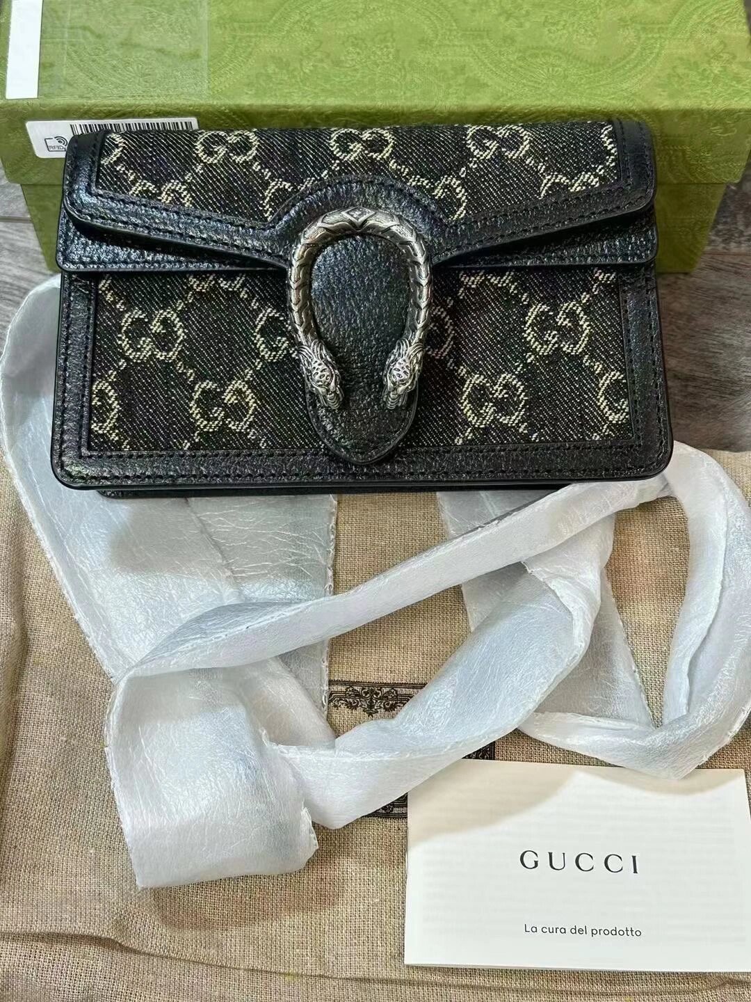 gucci黑色牛仔丹宁酒神