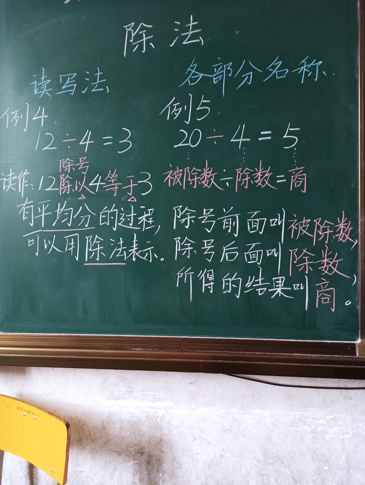 人教版数学二年级下除法的初步认识板书