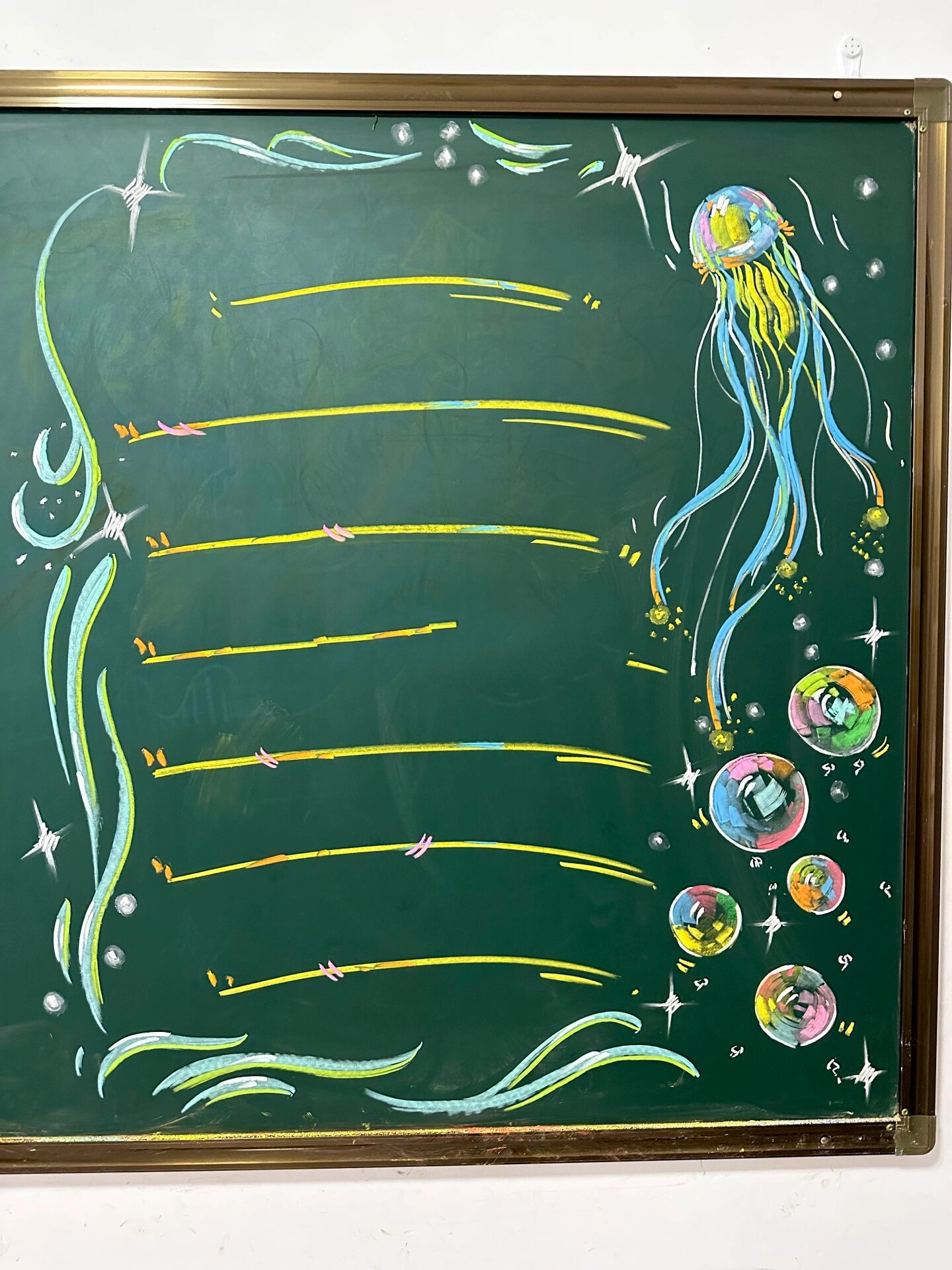 粉笔画(水母泡泡黑板报边框)