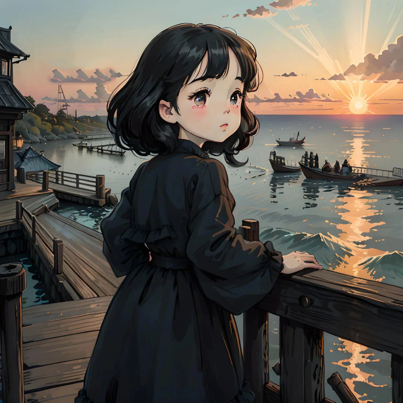 傍晚,夕阳,适合想念一个人‖治愈系动漫头